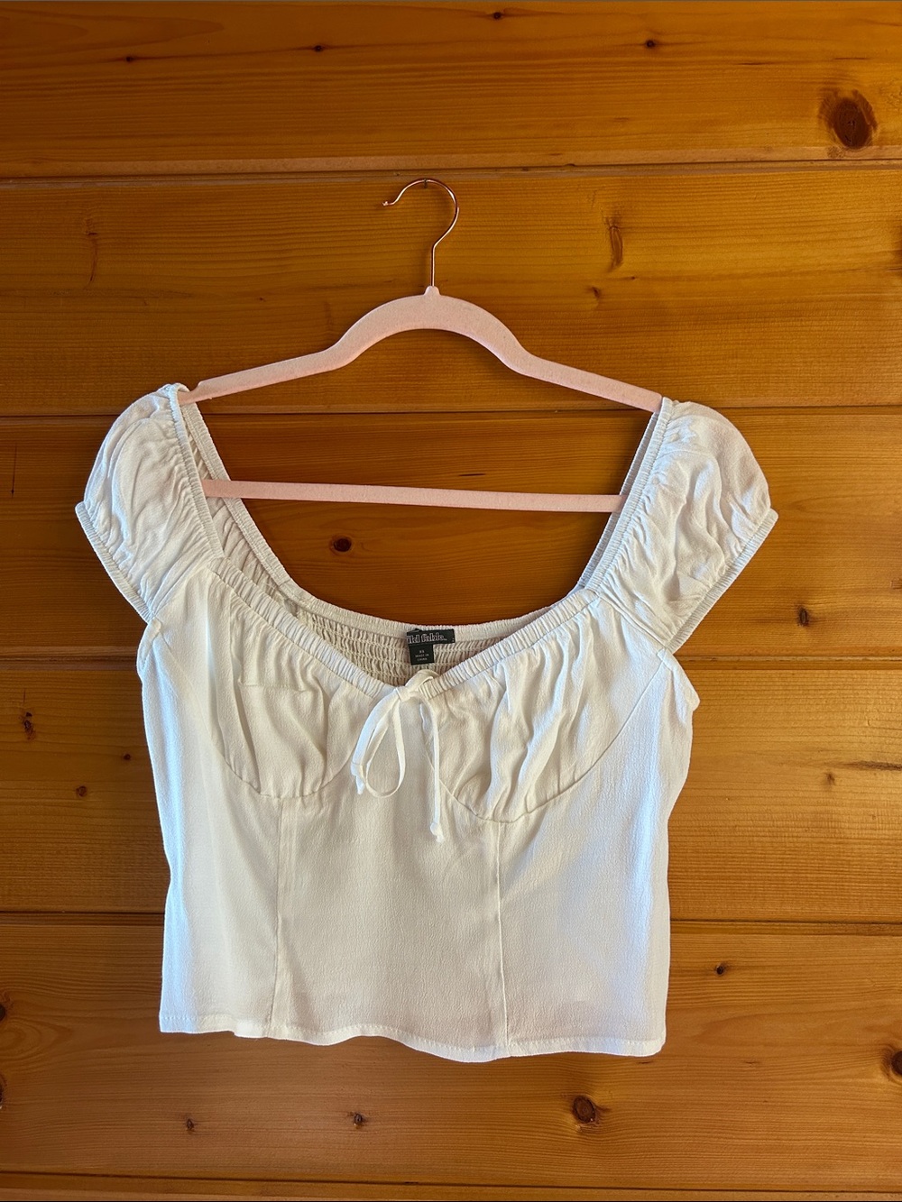 wild fable White Puff Sleeve Crop Top with Square Neck